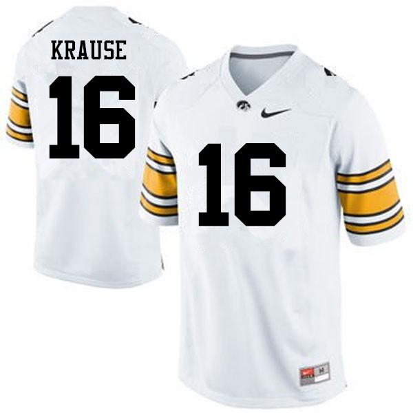 Men Iowa Hawkeyes #16 Paul Krause College Football Jerseys-White - Click Image to Close